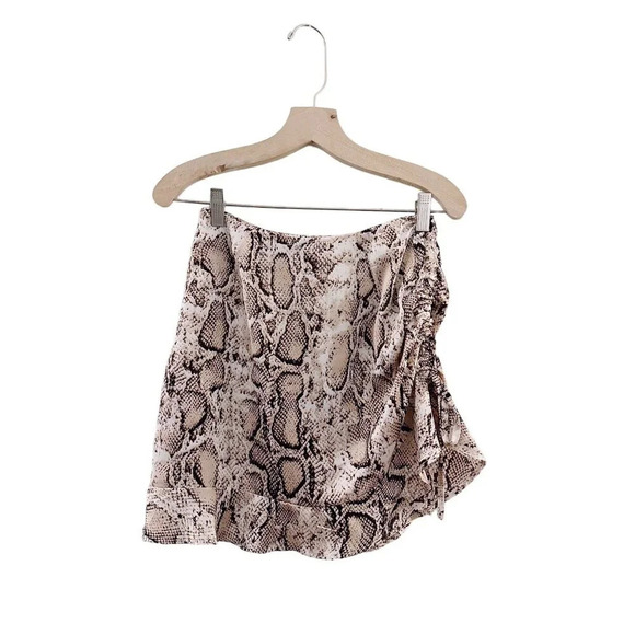 Missguided Dresses & Skirts - Missguided Petite Snake Animal Print Mini Skirt Ruched Side